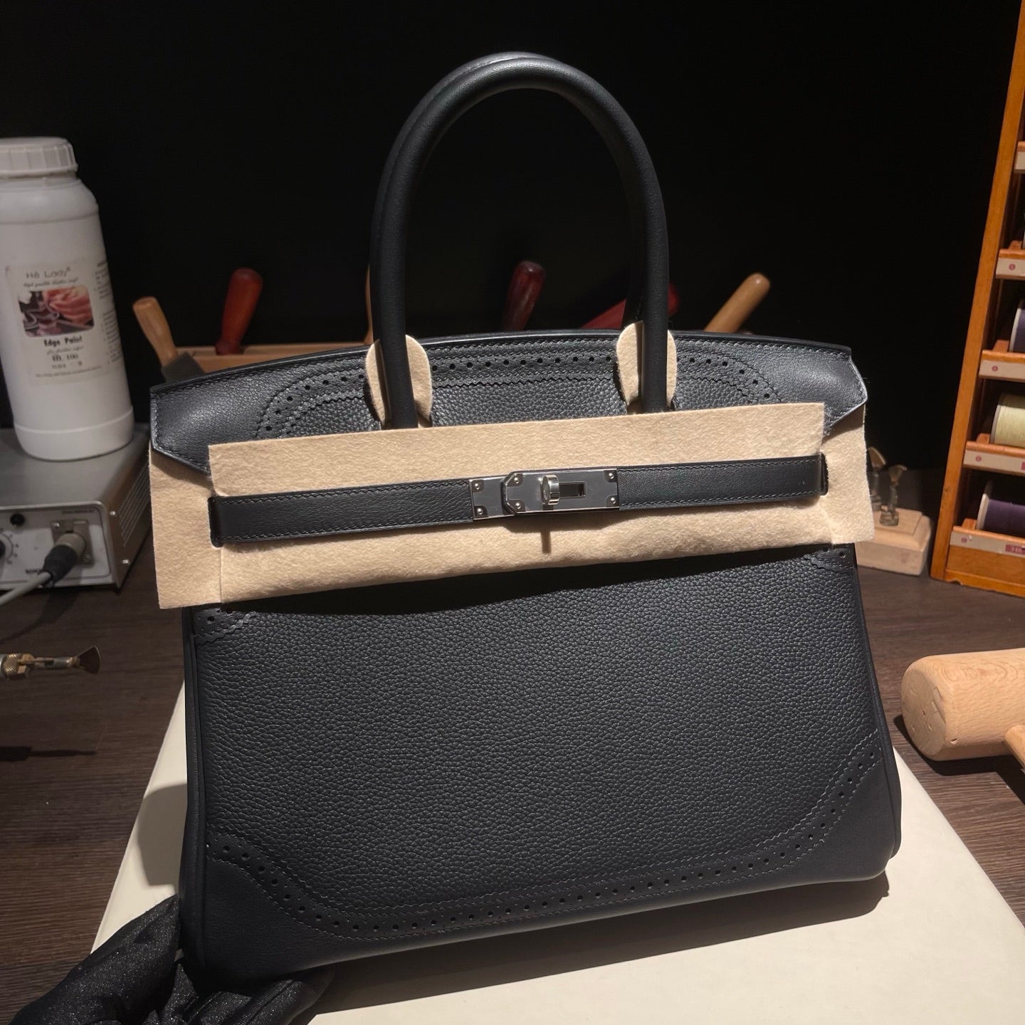 Birkin Ghillies 30 Total Black Leather Top-Handle Bag