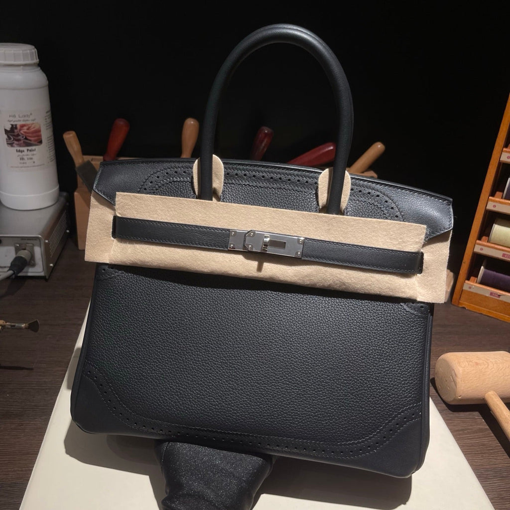 Birkin Ghillies 30 Total Black Leather Top-Handle Bag