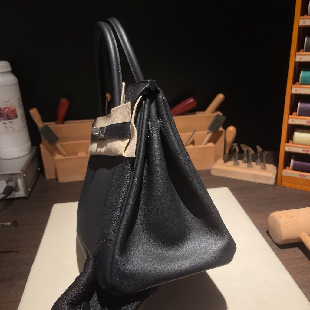 Birkin Ghillies 30 Total Black Leather Top-Handle Bag