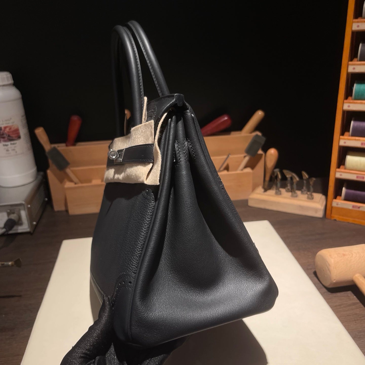 Birkin Ghillies 30 Total Black Leather Top-Handle Bag