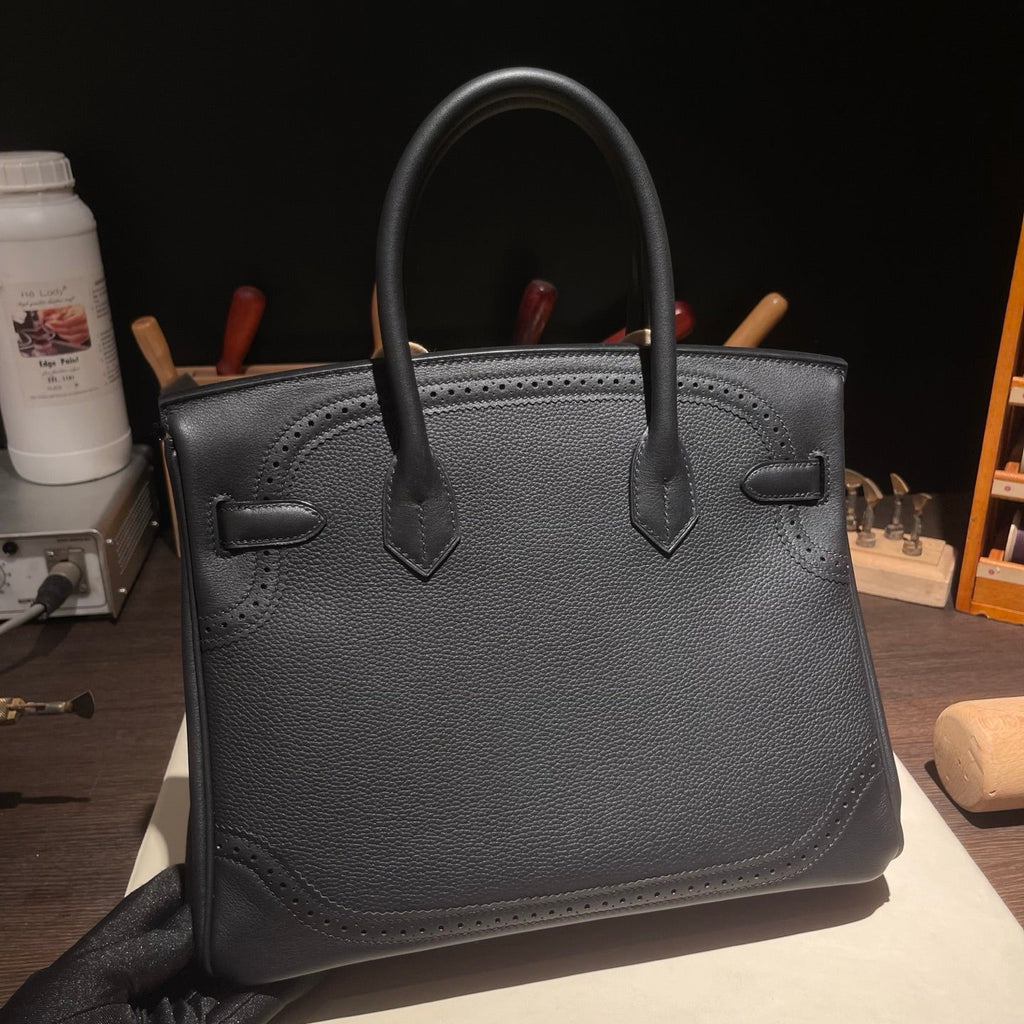 Birkin Ghillies 30 Total Black Leather Top-Handle Bag