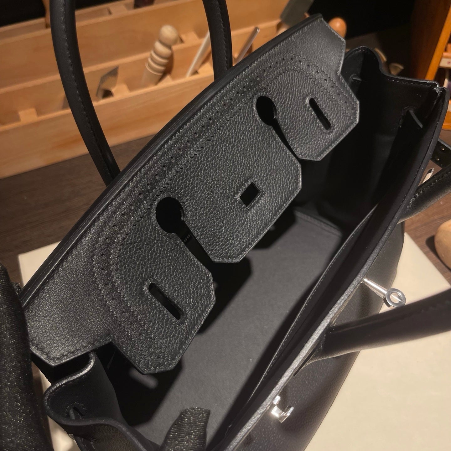 Birkin Ghillies 30 Total Black Leather Top-Handle Bag