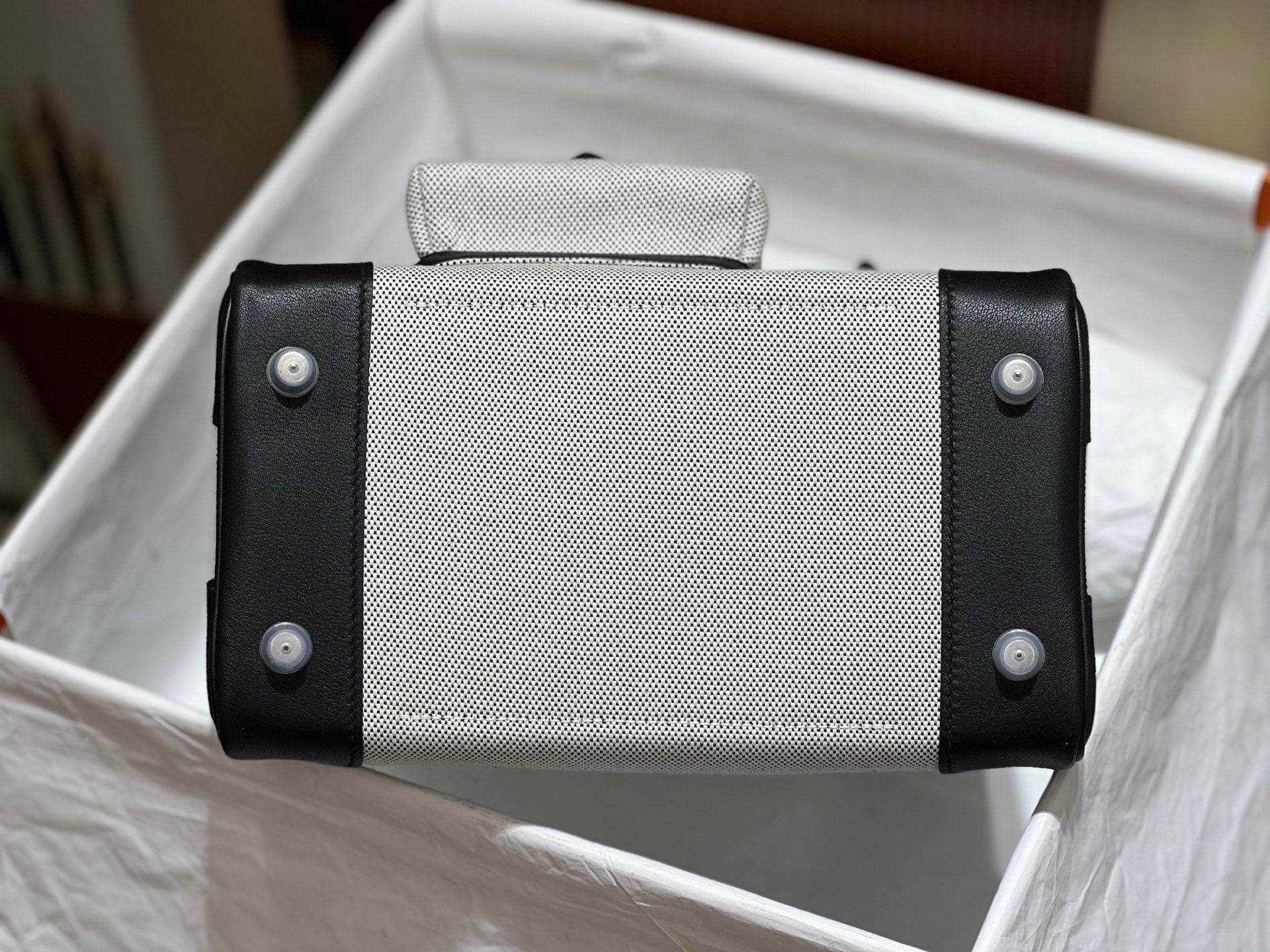Birkin Cargo 25 Black Leather and Ecru Canvas Multi-Pocket Mini Bag