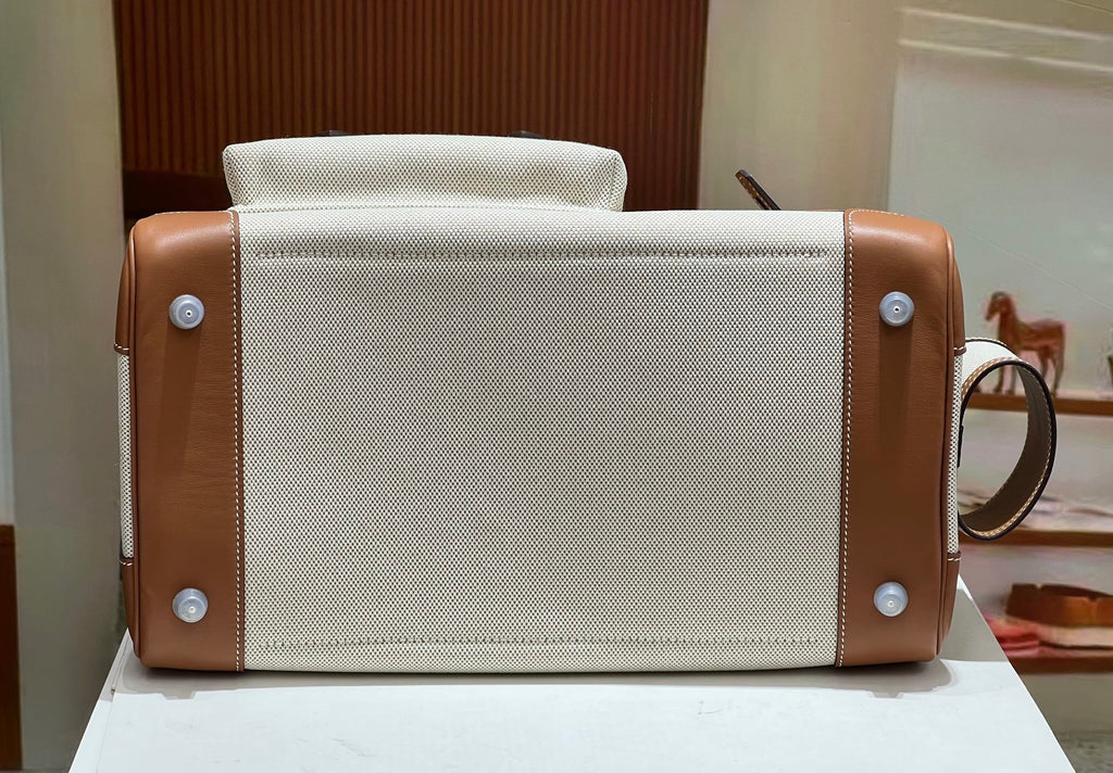 Birkin Cargo 35 Gold Leather and Ecru Canvas Multi-Pocket Bag