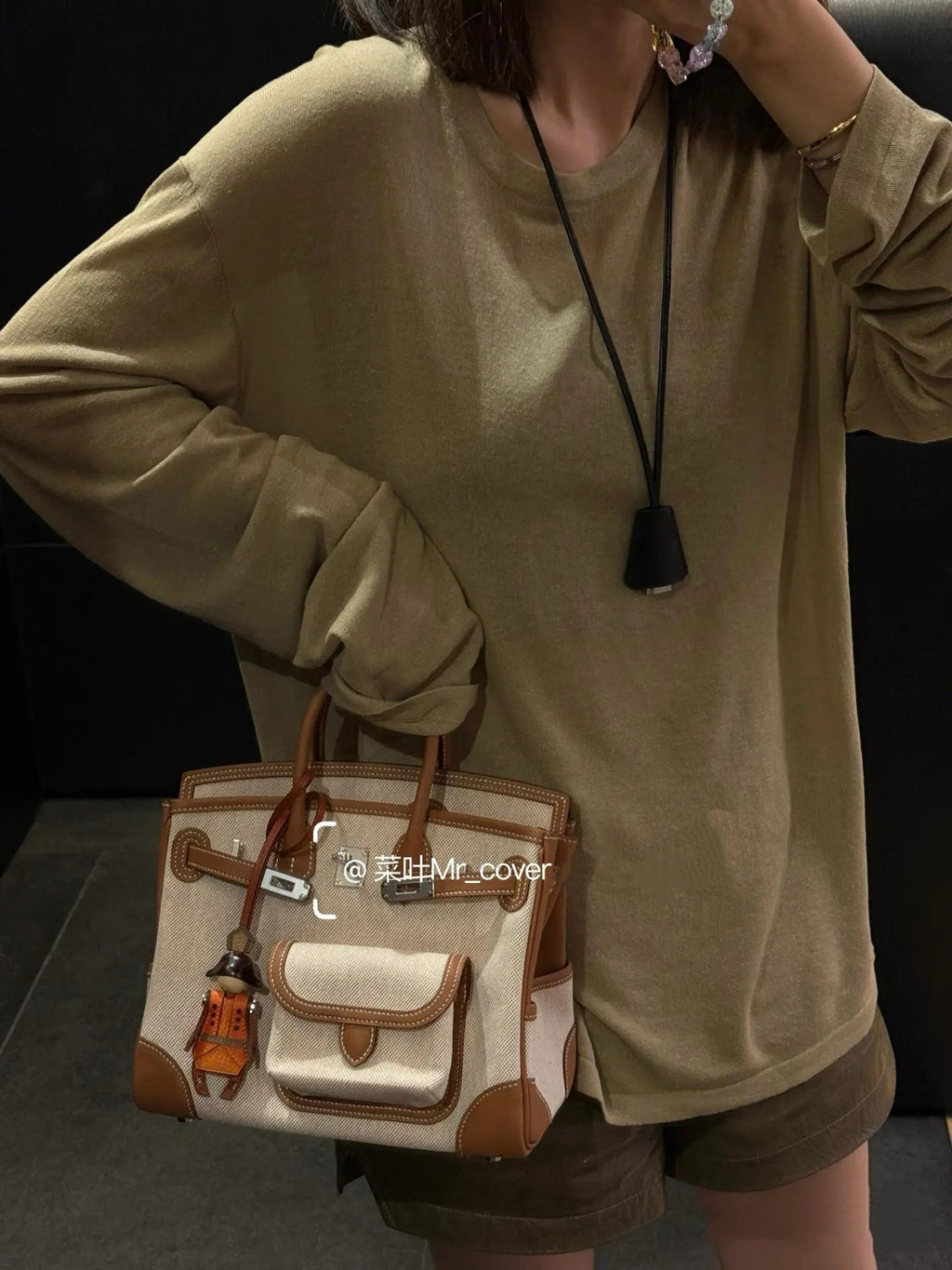 Birkin Cargo 30 Gold Swift Leather and Ecru Canvas Multi-Pocket Bag