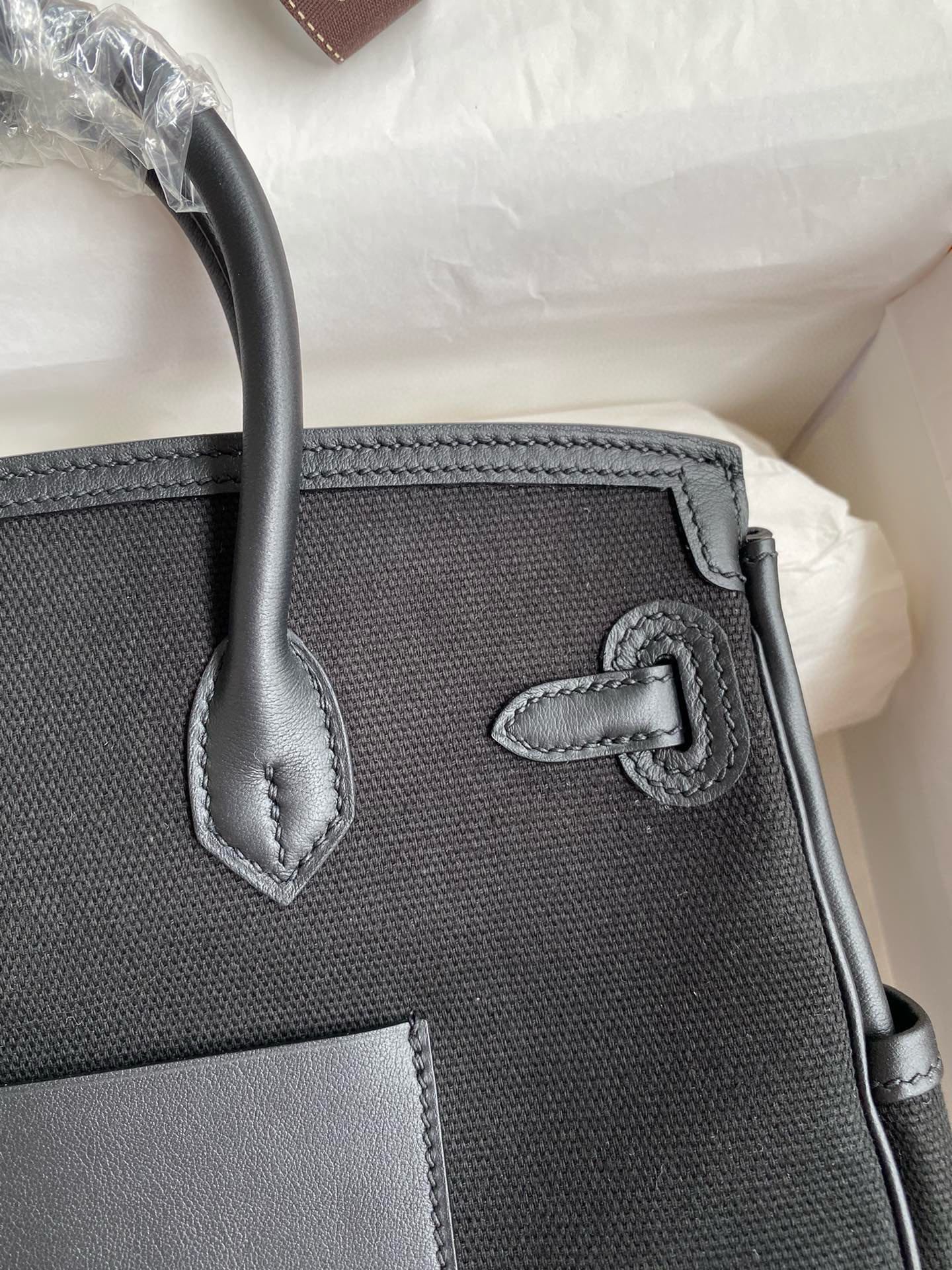 Birkin Cargo 25 All Black Swift Leather and Canvas Multi-Pocket Bag