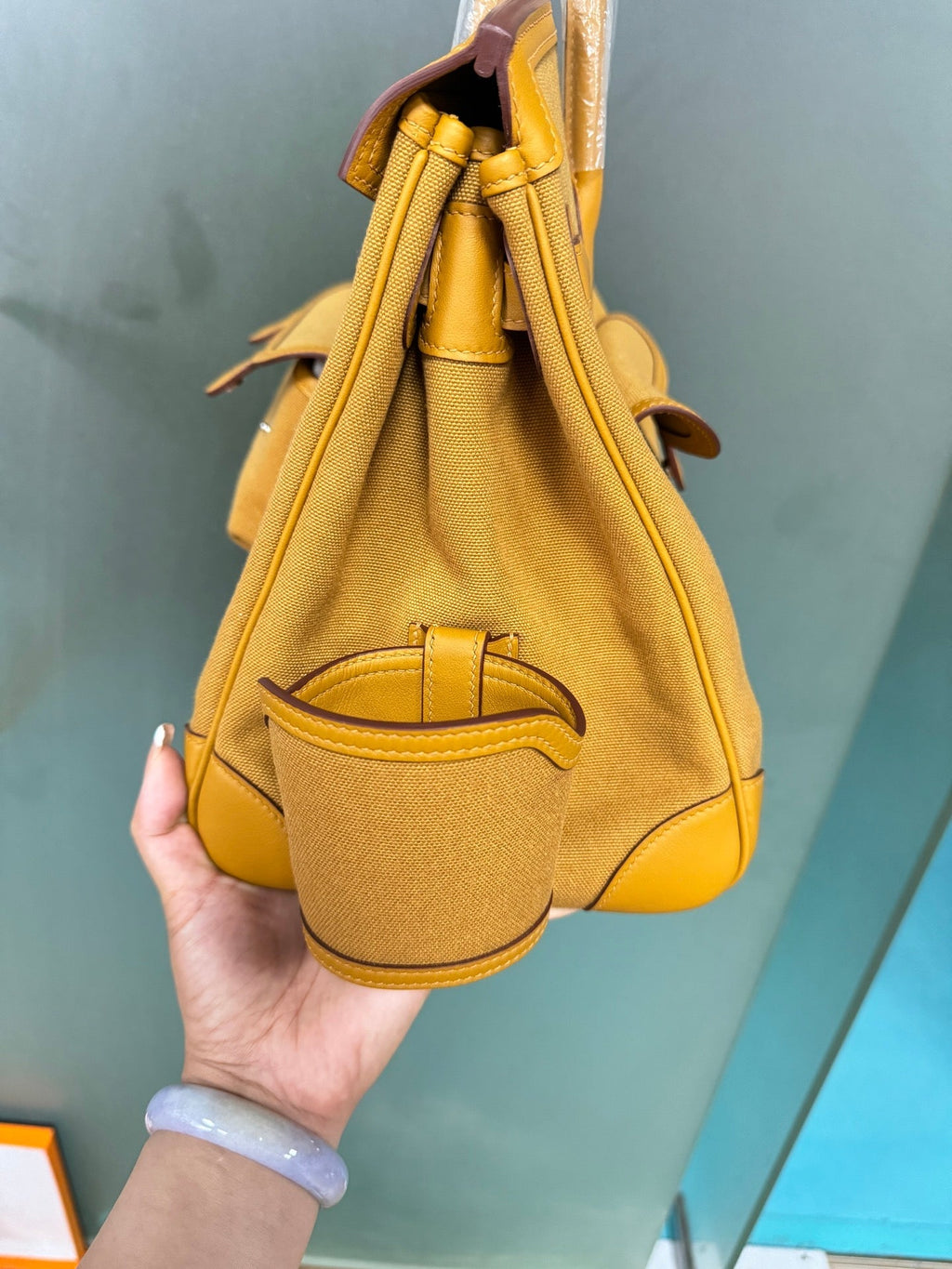 Birkin Cargo 35 Sesame Swift Leather and Canvas Multi-Pocket Bag