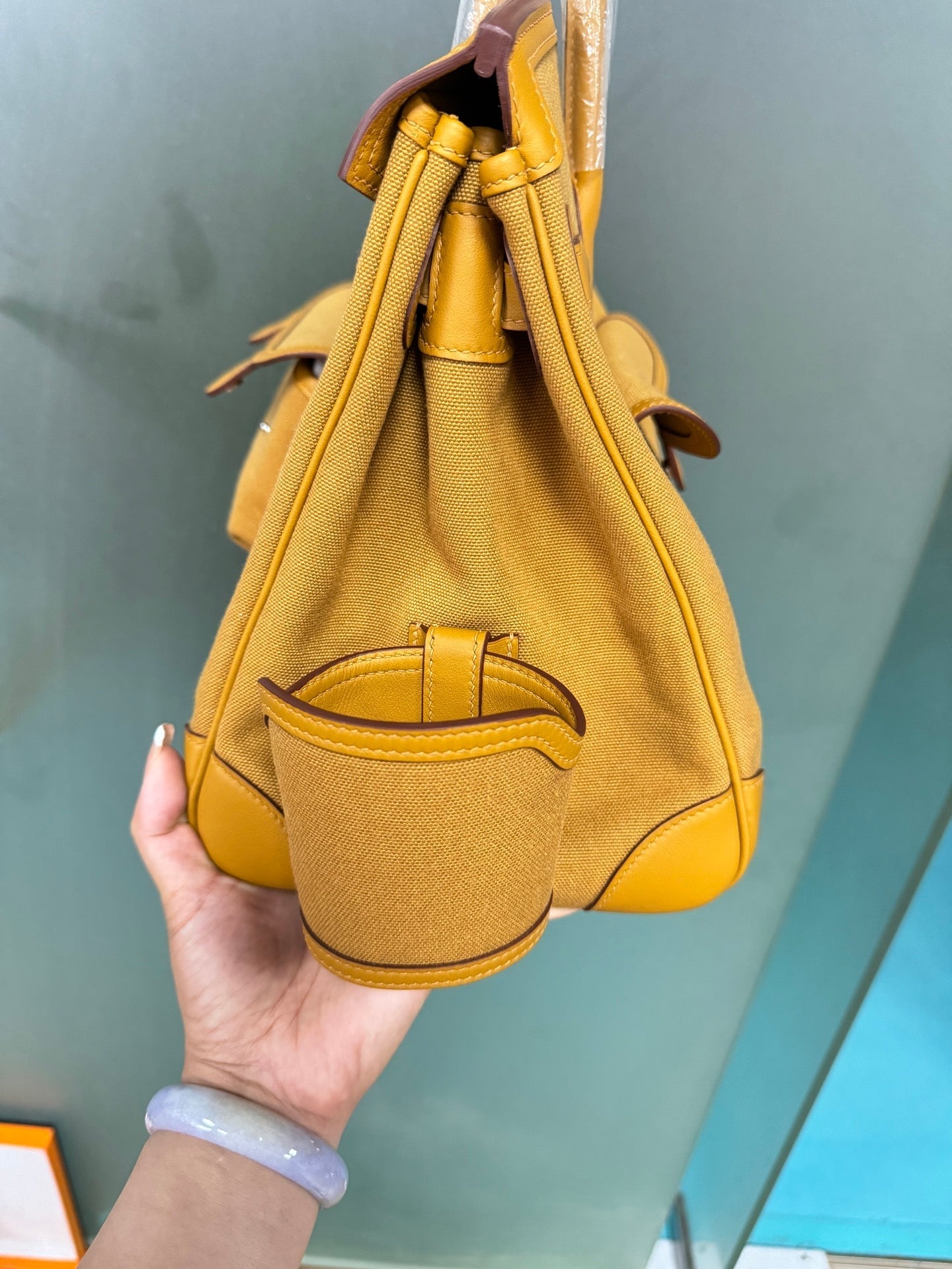 Birkin Cargo 35 Sesame Swift Leather and Canvas Multi-Pocket Bag