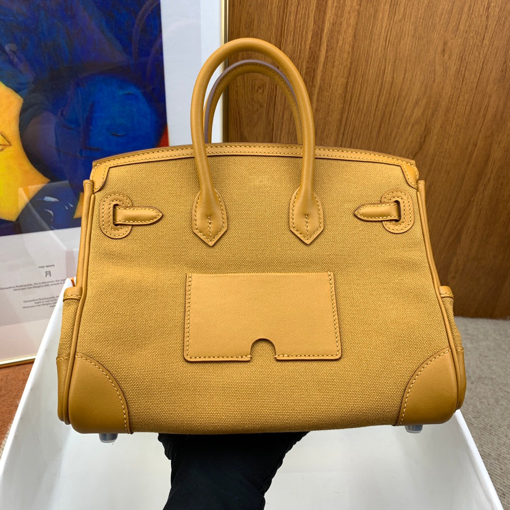 Birkin Cargo 25 in Sesame Toile Goéland and Swift Leather (Palladium Hardware)