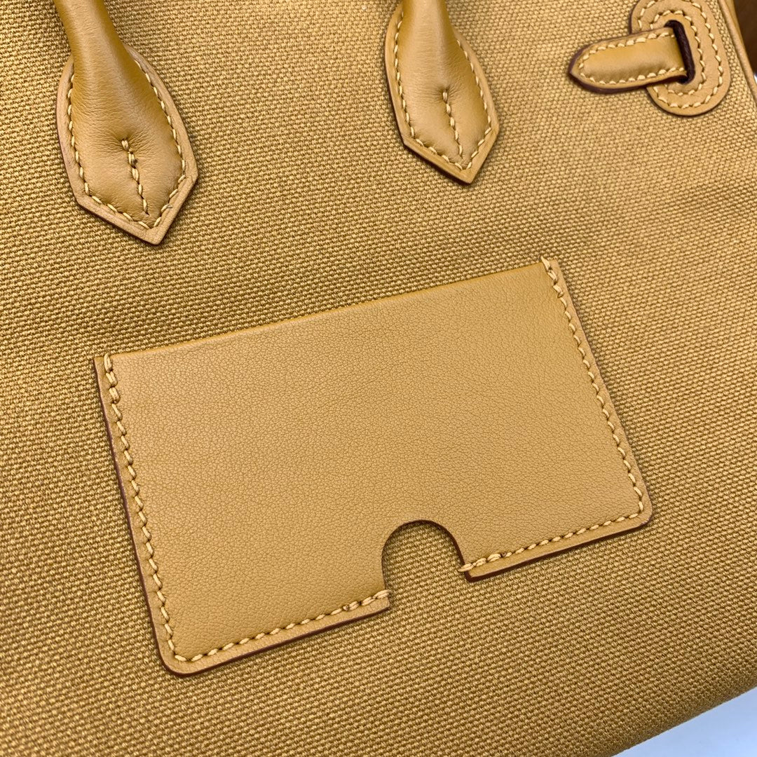 Birkin Cargo 25 in Sesame Toile Goéland and Swift Leather (Palladium Hardware)