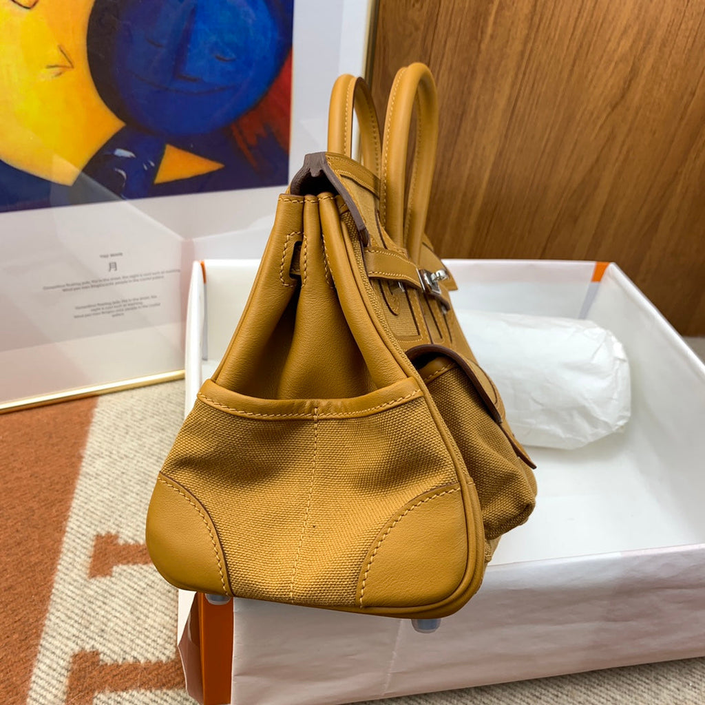 Birkin Cargo 25 in Sesame Toile Goéland and Swift Leather (Palladium Hardware)