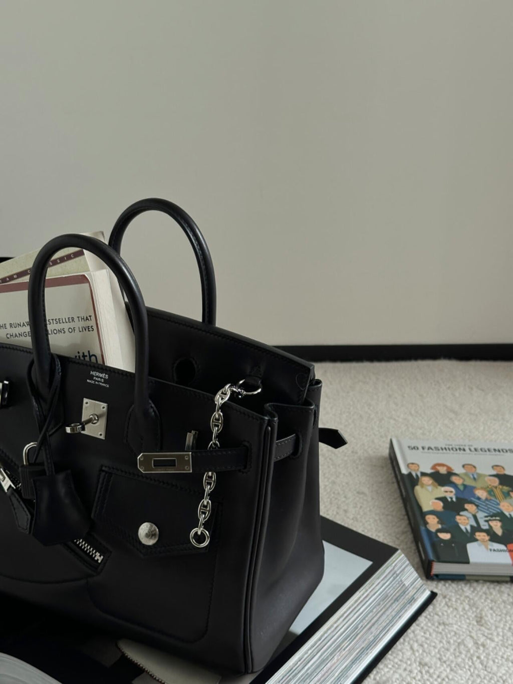 Birkin 25 Rock Sellier in Noir Swift Leather (Palladium Hardware)