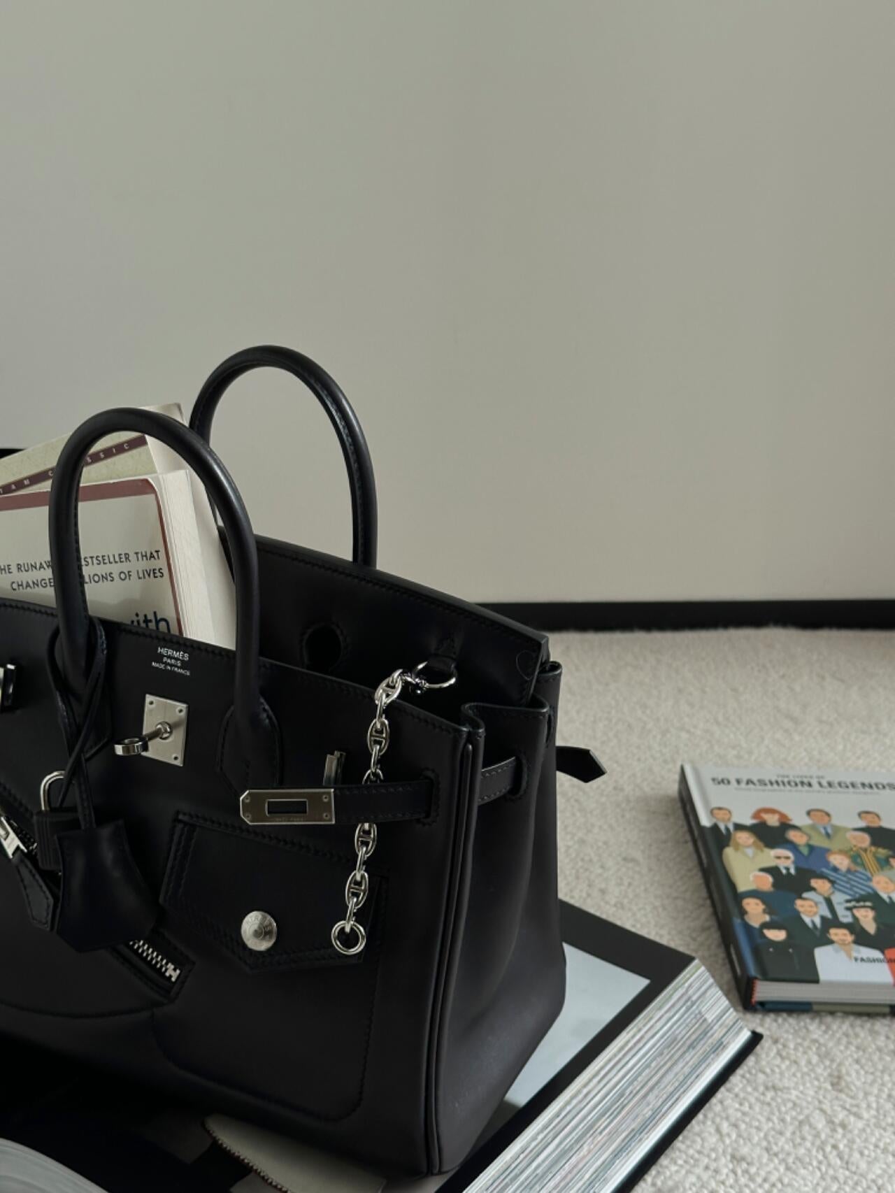 Birkin 25 Rock Sellier in Noir Swift Leather (Palladium Hardware)