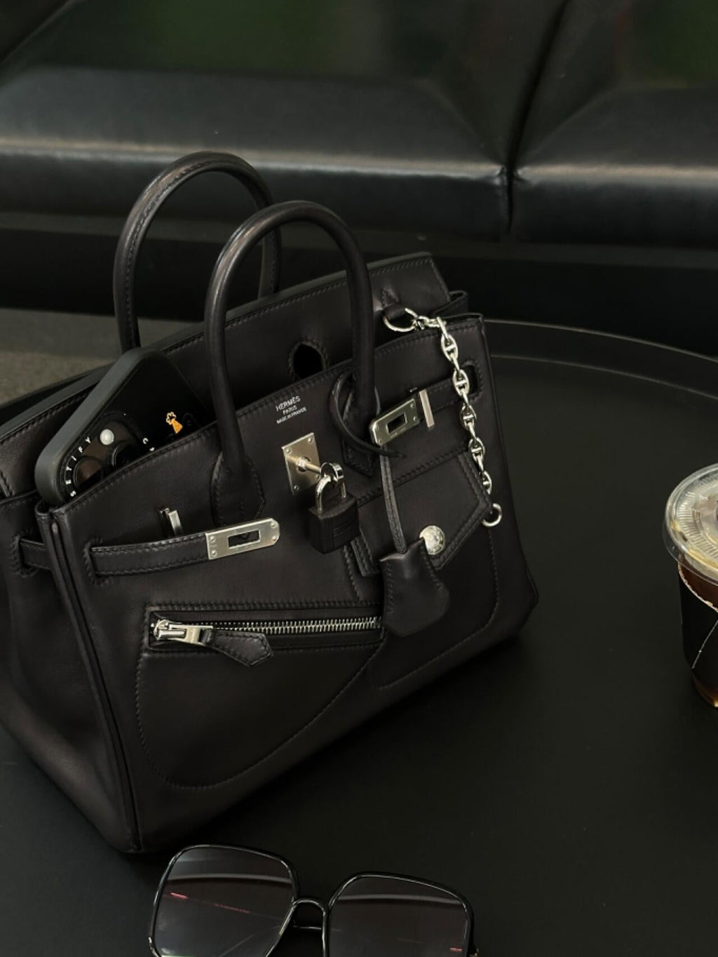 Birkin 25 Rock Sellier in Noir Swift Leather (Palladium Hardware)