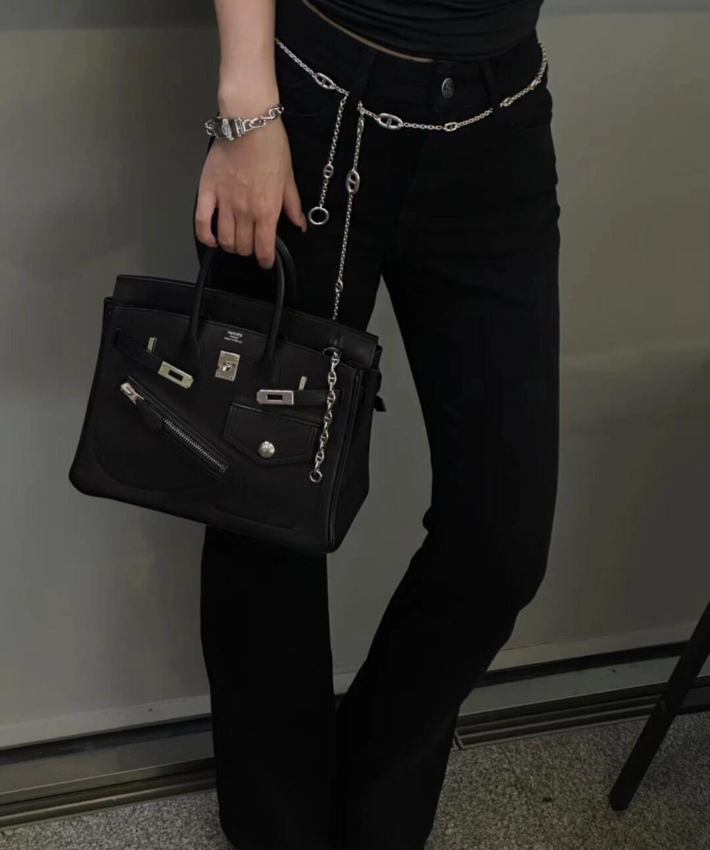 Birkin 25 Rock Sellier in Noir Swift Leather (Palladium Hardware)