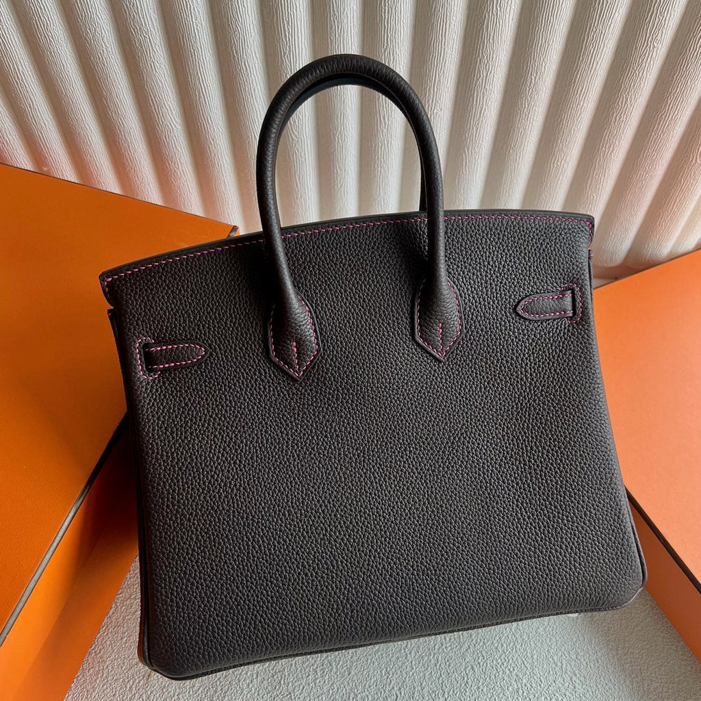 Mini Birkin 25cm Officier Edition in Chocolate Brown Togo & Pink Swift Calfskin
