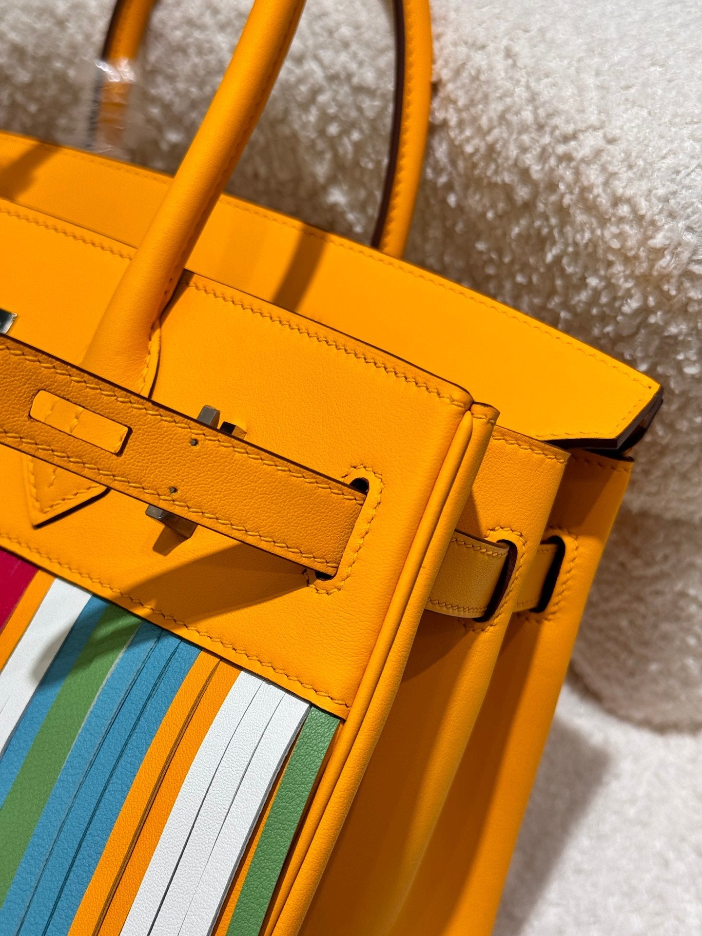 Birkin 30cm HSS Edition in Amber Yellow with Rainbow Swift Fringe