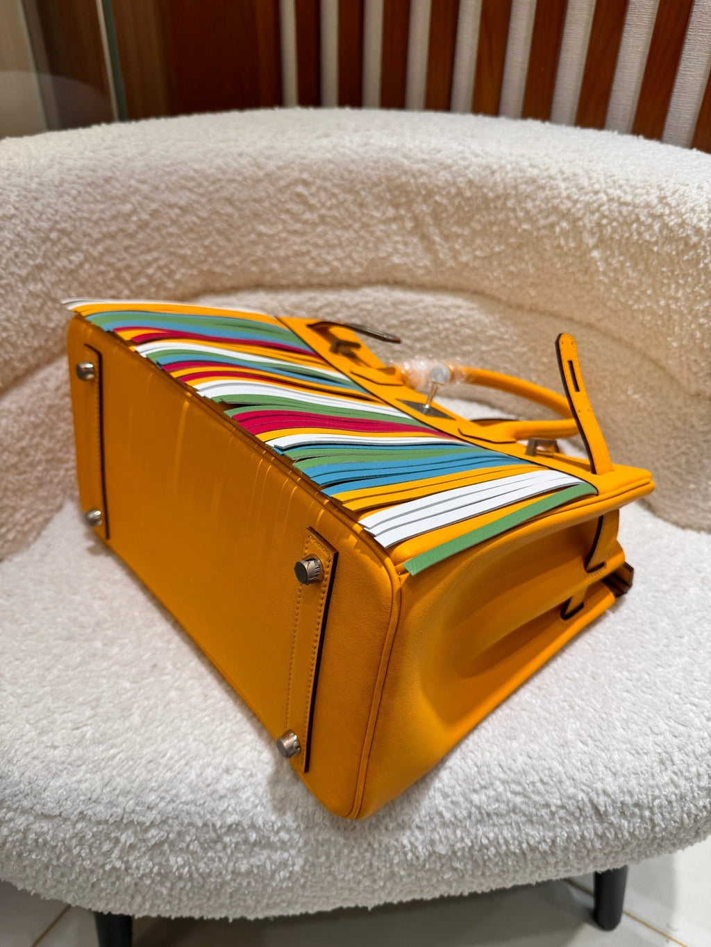 Birkin 30cm HSS Edition in Amber Yellow with Rainbow Swift Fringe