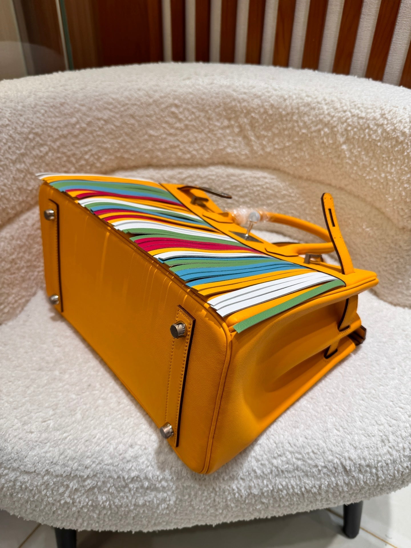 Birkin 30cm HSS Edition in Amber Yellow with Rainbow Swift Fringe