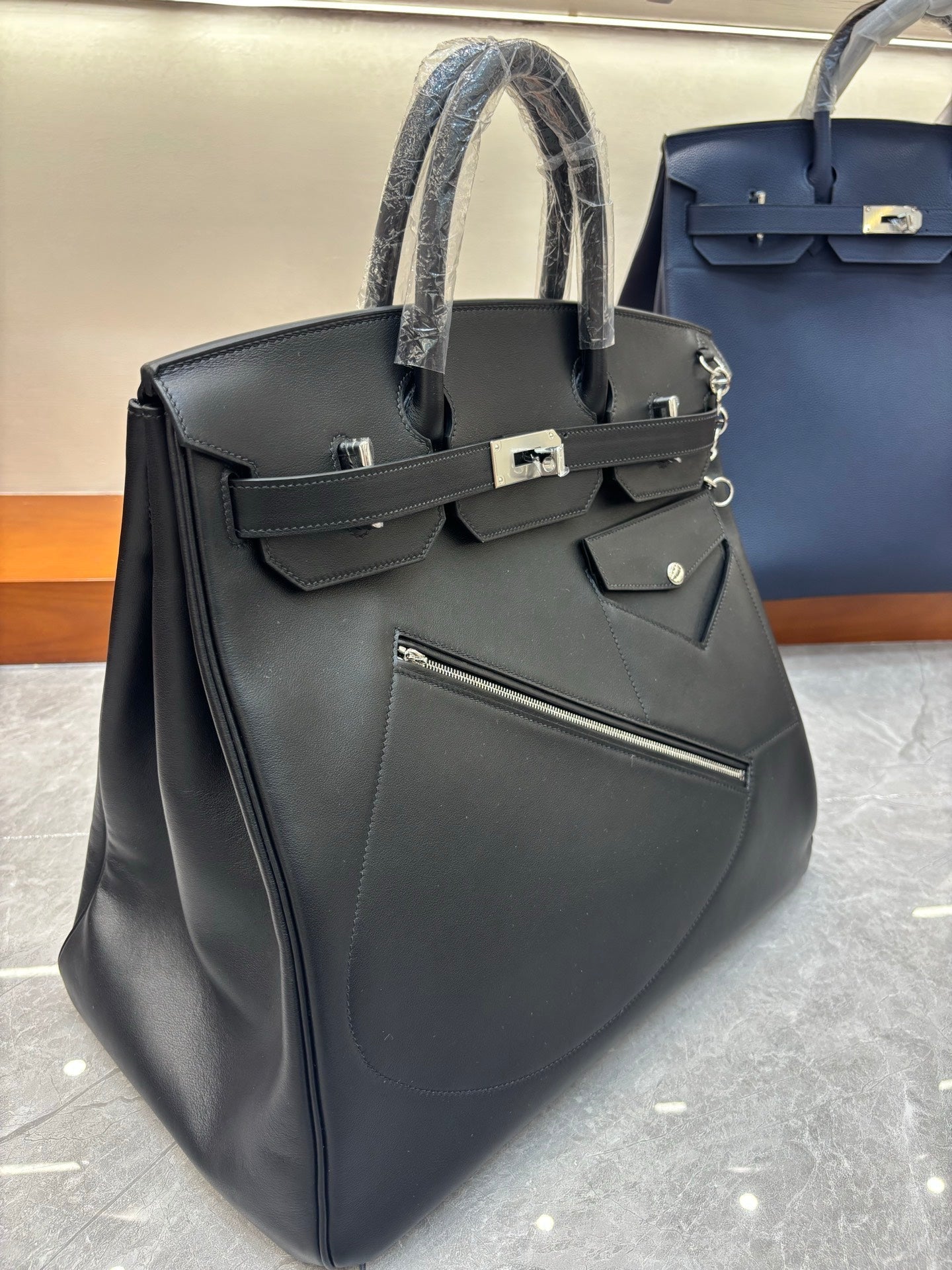 Birkin 40 Rock Sellier in Noir Swift Leather (Palladium Hardware)