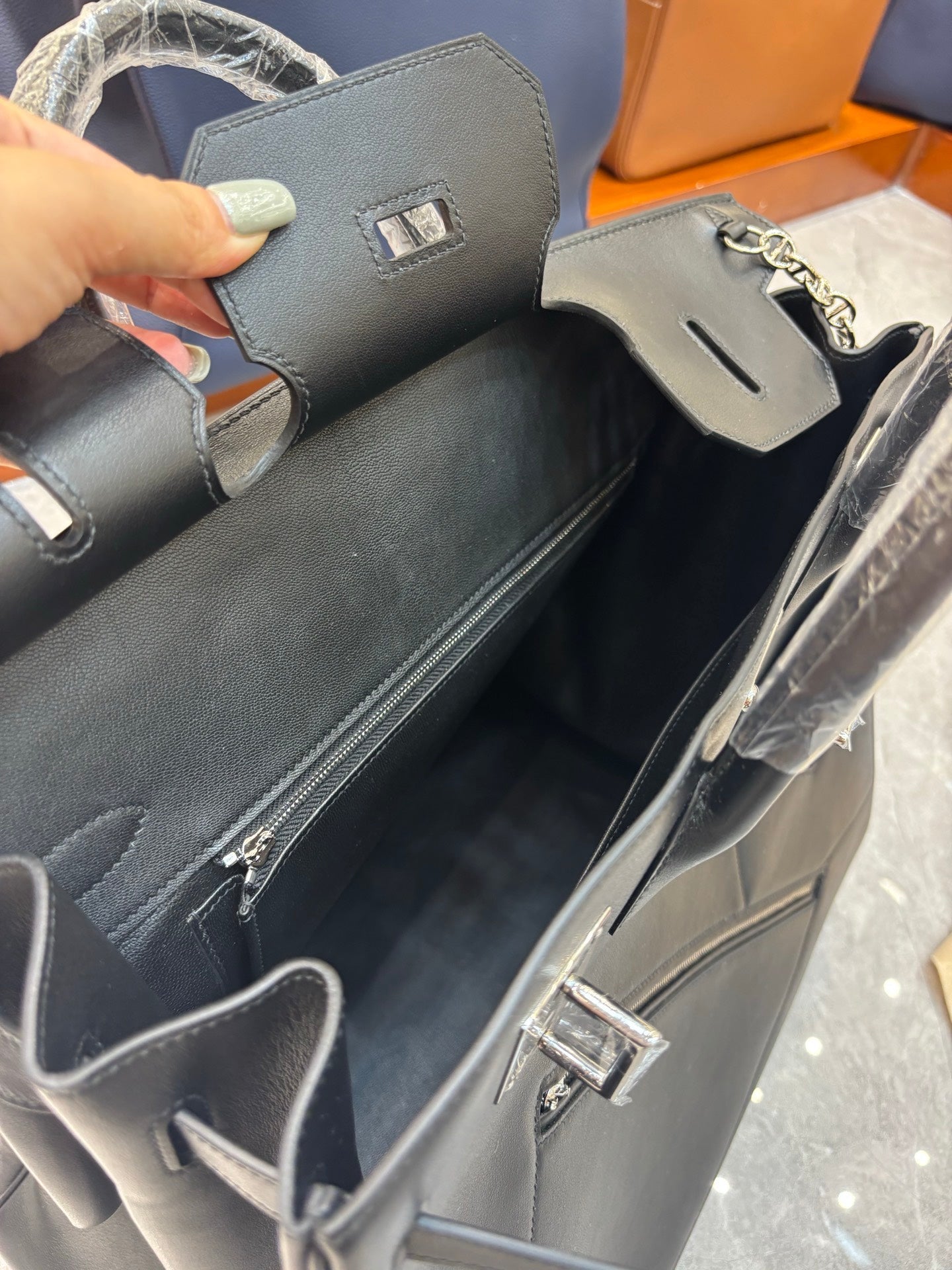Birkin 40 Rock Sellier in Noir Swift Leather (Palladium Hardware)