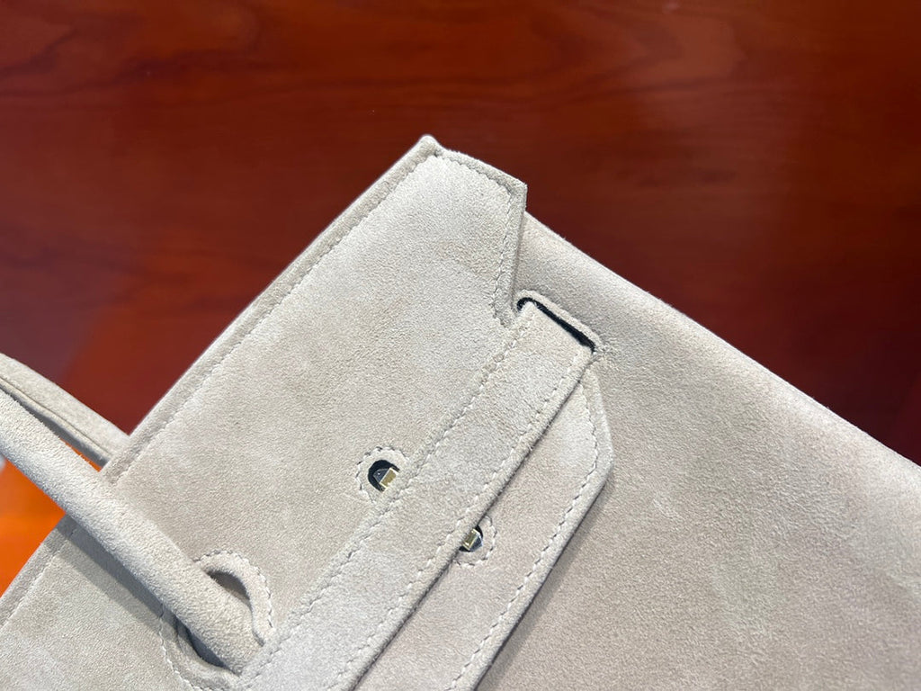 Birkin 35 Retourne in Etoupe Suede Grizzly (Gold Hardware)