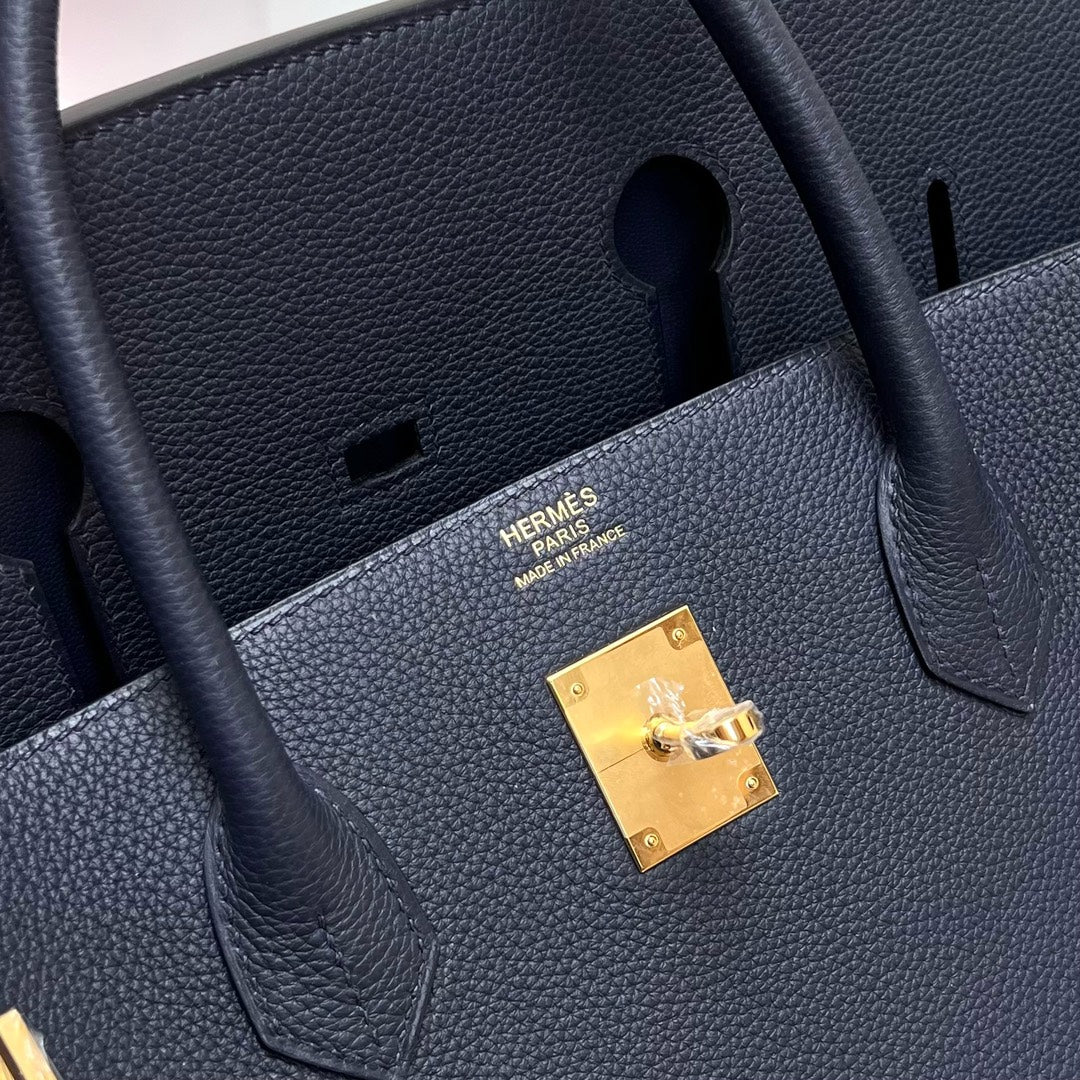 Birkin 30 Retourne in Etoupe Suede Grizzly with White Stitching (Gold Hardware)