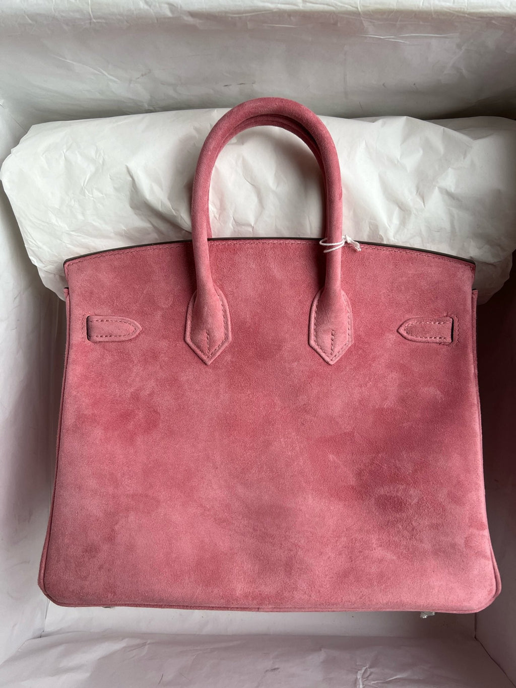 Birkin 25 Retourne in Pink Suede Grizzly (Palladium Hardware)