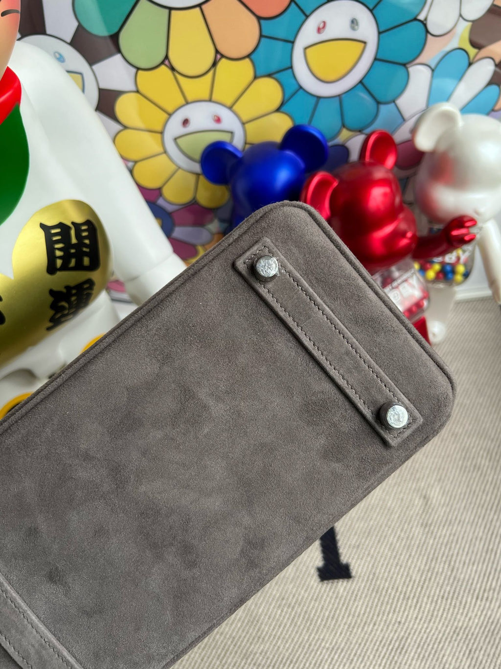 Birkin 25 Retourne in Grey Suede Grizzly (Palladium Hardware)