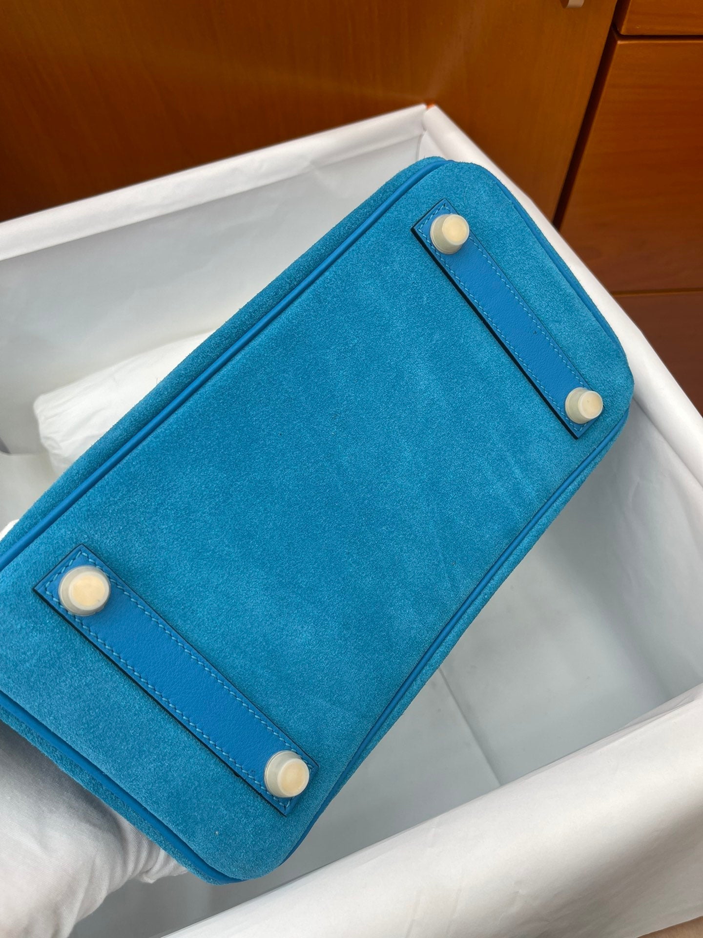 Rare Runaway Birkin 25cm Grizzly Tanzanite Blue Suede Luxury Tote