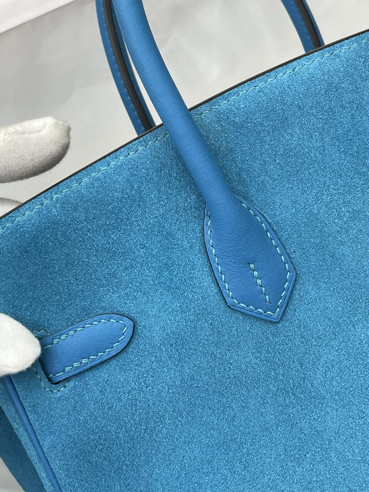 Rare Runaway Birkin 25cm Grizzly Tanzanite Blue Suede Luxury Tote