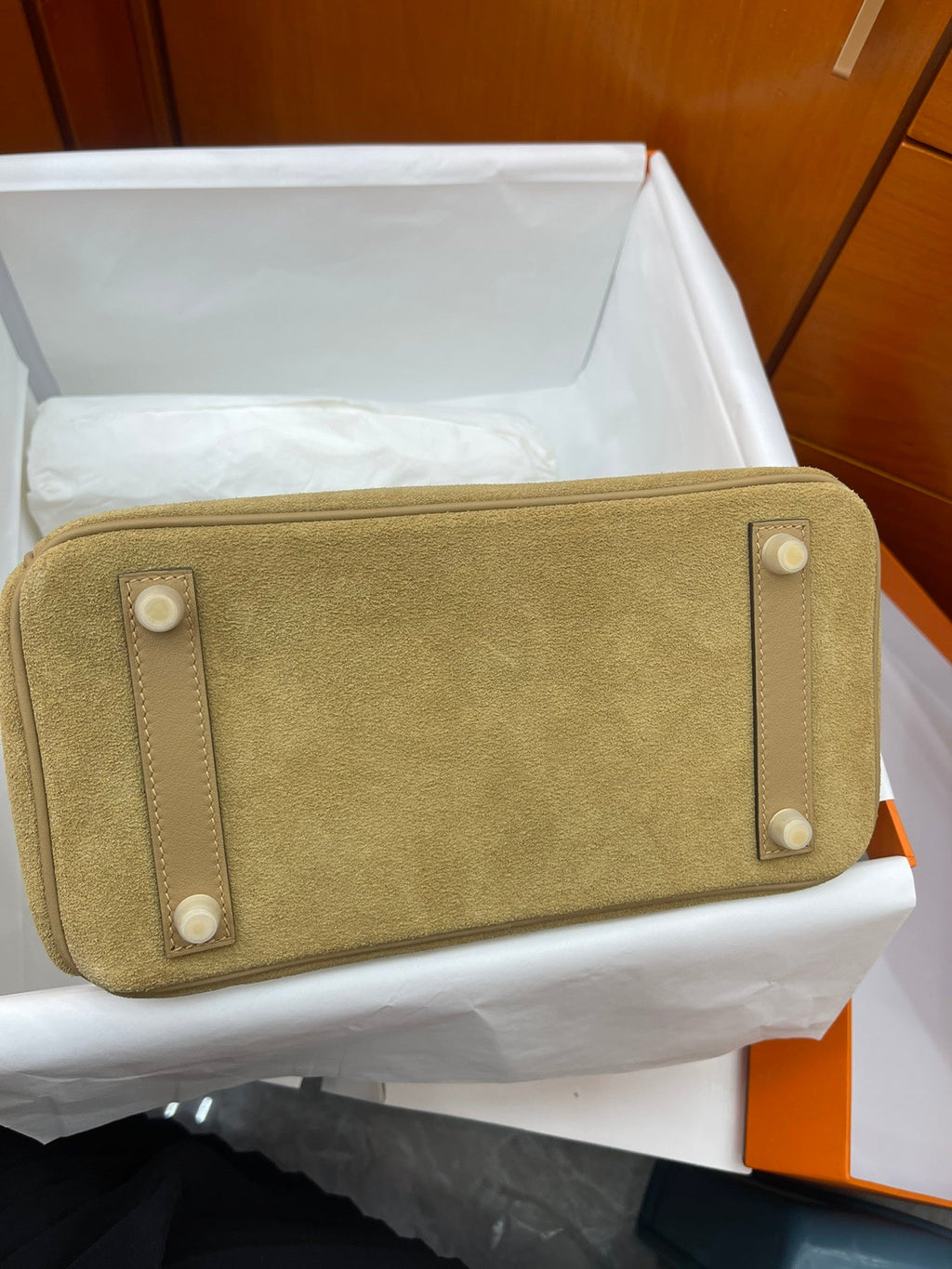 Elegant Neutral Birkin 25cm Grizzly Beige Suede Luxury Top-Handle Tote