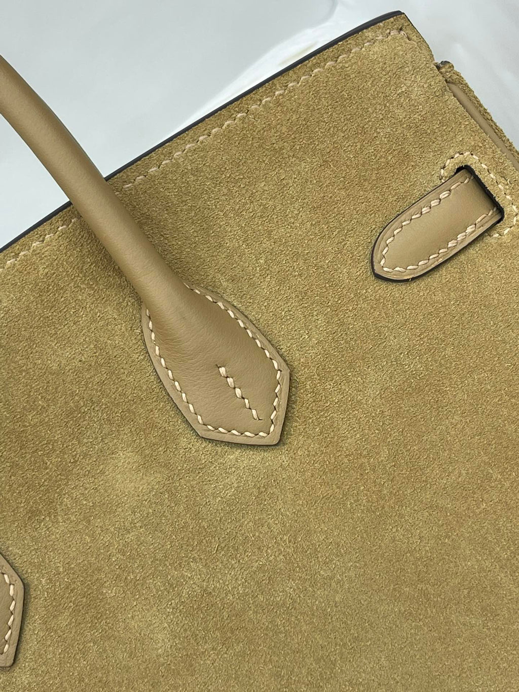 Elegant Neutral Birkin 25cm Grizzly Beige Suede Luxury Top-Handle Tote