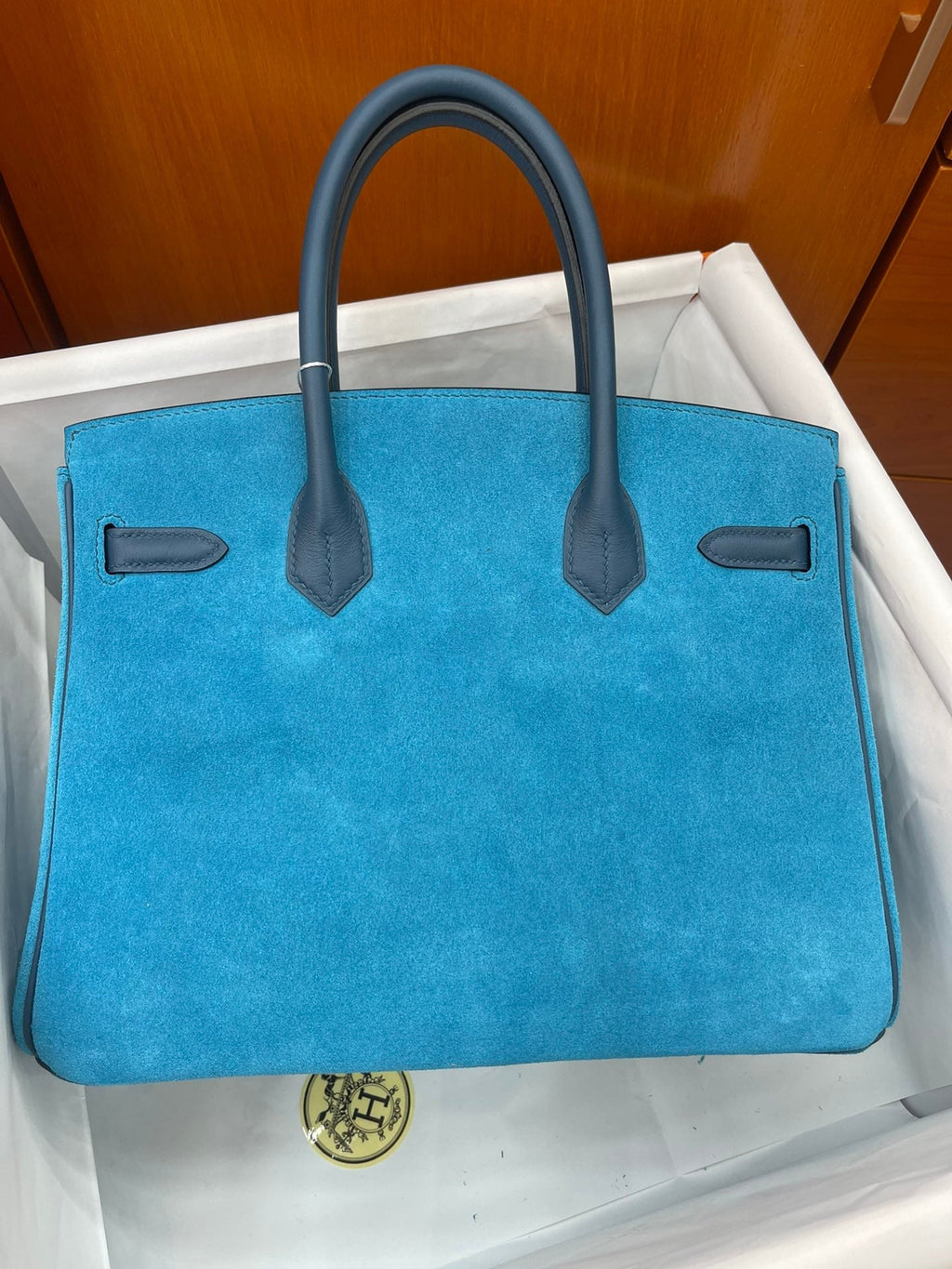 Rare Runaway Birkin 30cm Grizzly Agate Blue Suede Luxury Tote