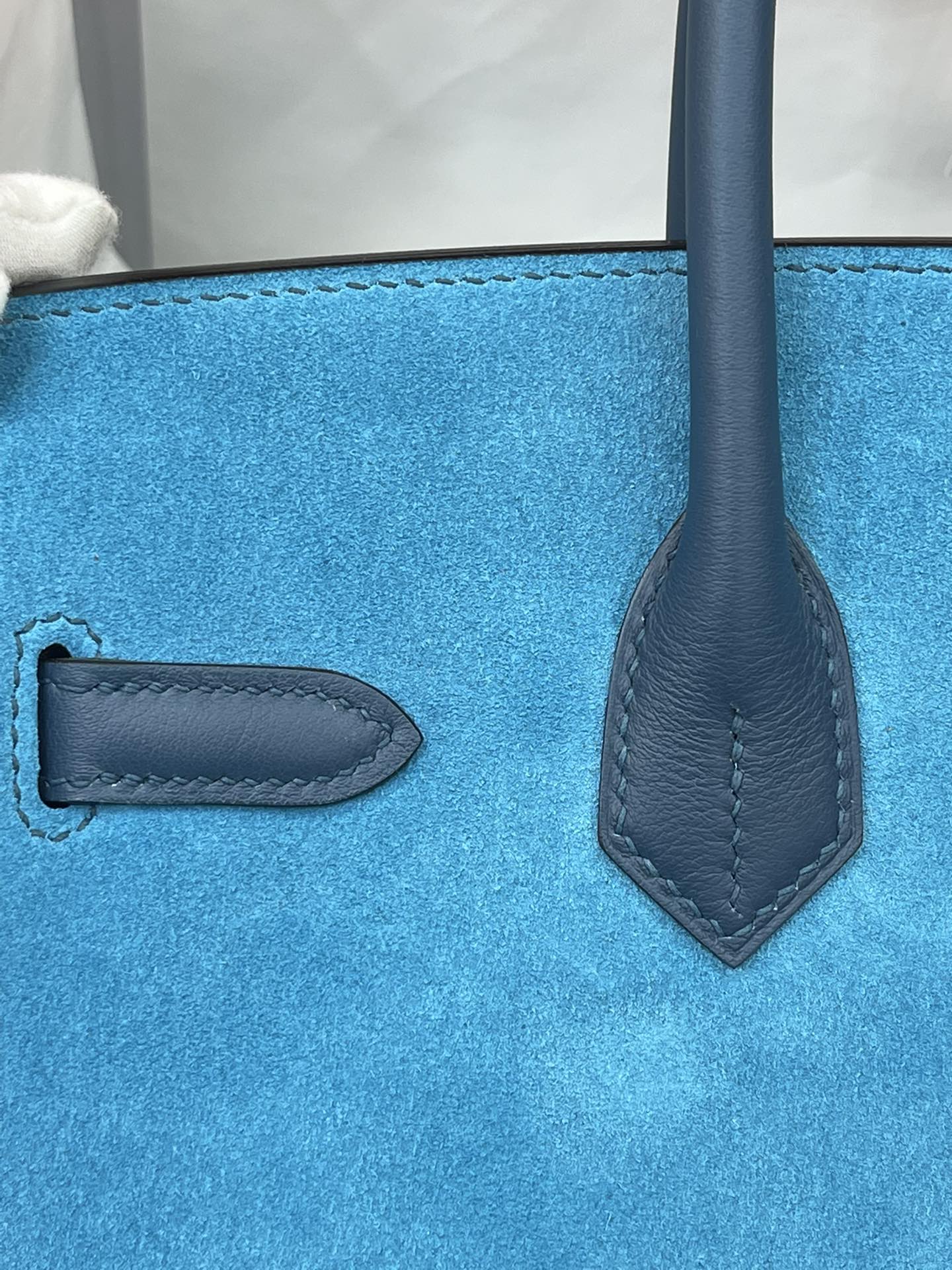 Rare Runaway Birkin 30cm Grizzly Agate Blue Suede Luxury Tote