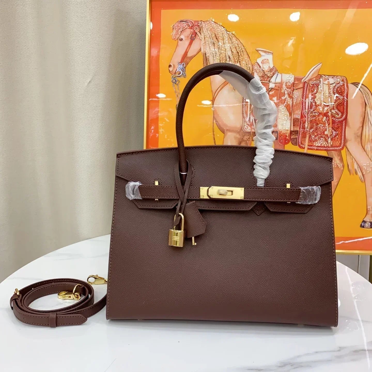 Birkin 25 Gold Hardware Chocolat Togo Quilted Epsom Leather Golden Lock