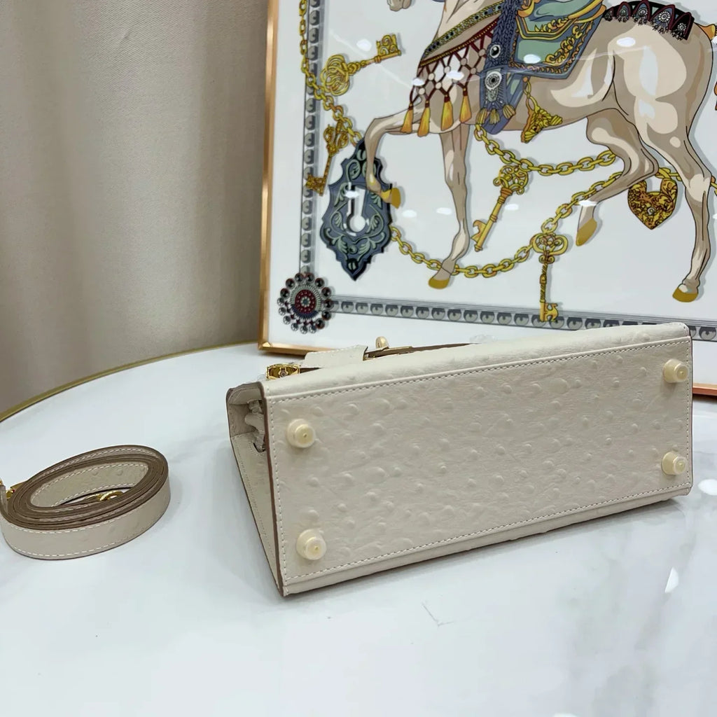 Kelly With Beton Ostrich Sellier Gold Harrdware