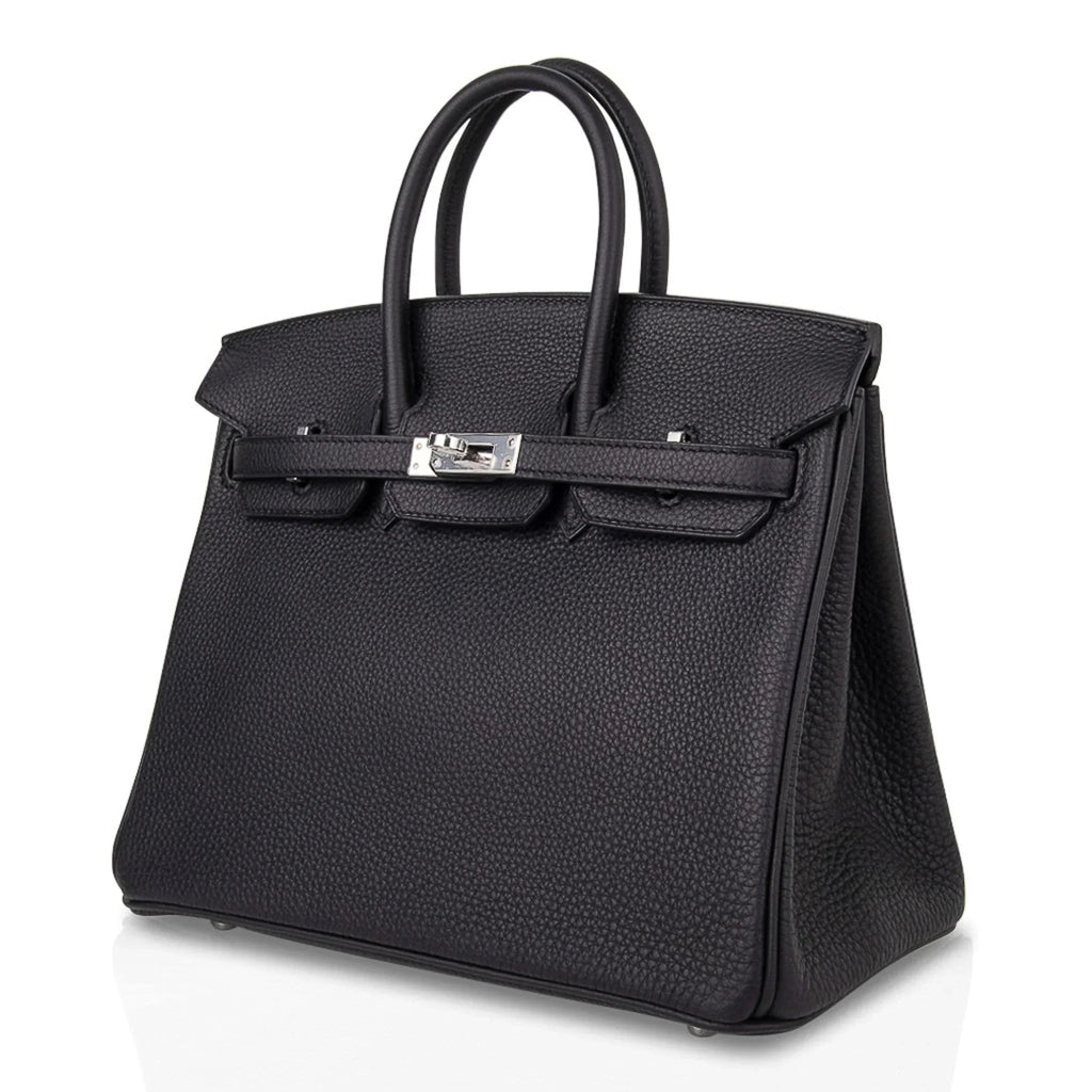 Birkin 25 Bag Black Palladium Hardware Togo Leather