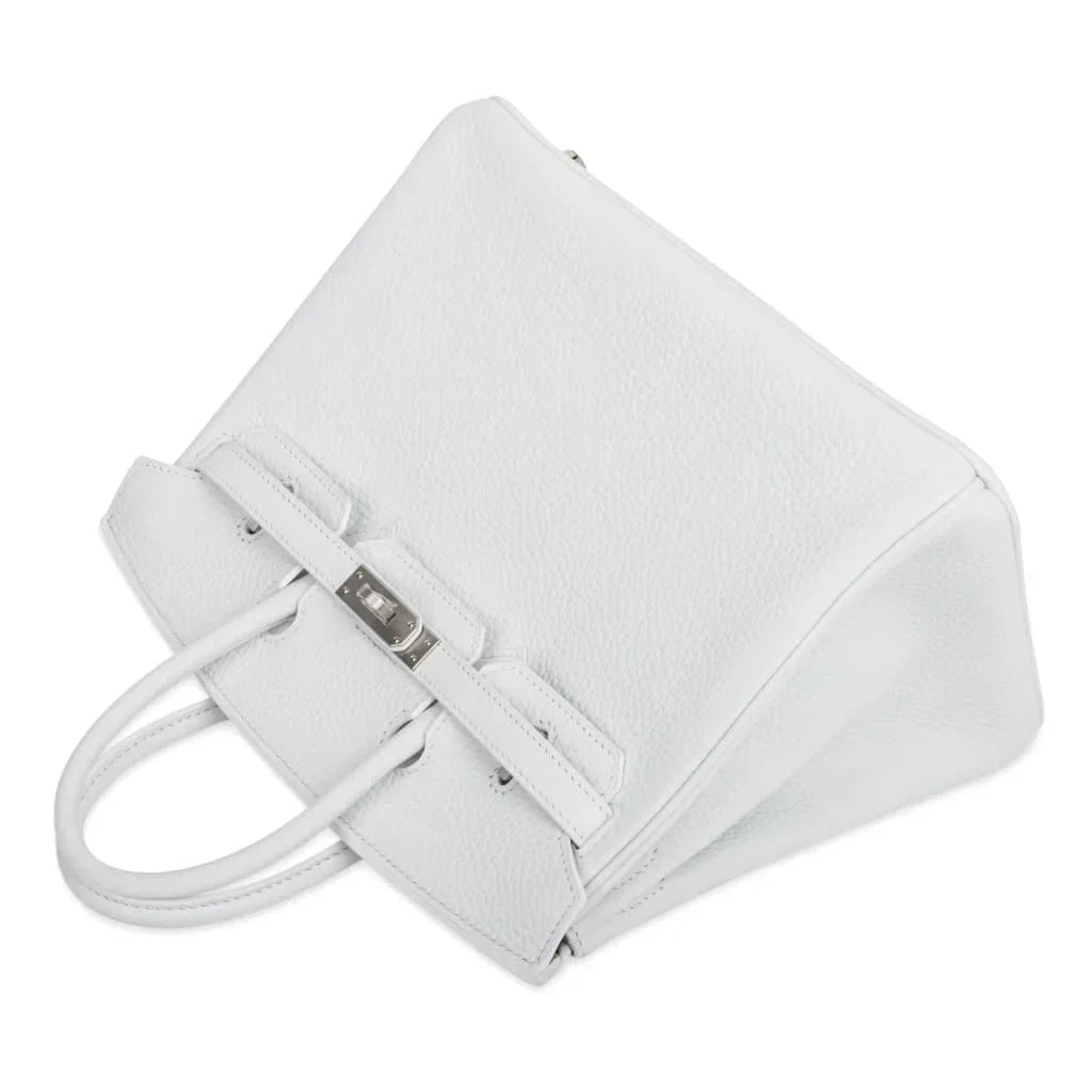 Birkin 25 Bag HSS White Clemence Trench Interior Brushed Palladium Hardware