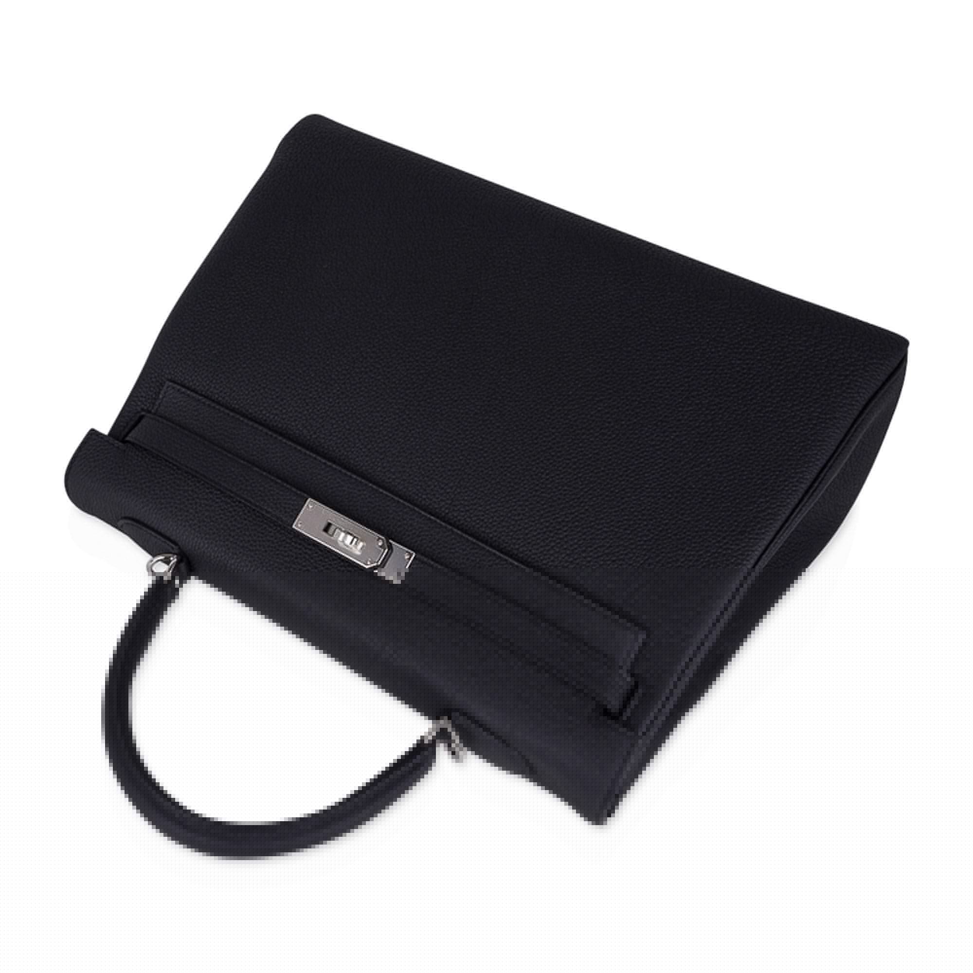 Kelly 35 Bag Black Retourne Togo Palladium Hardware New