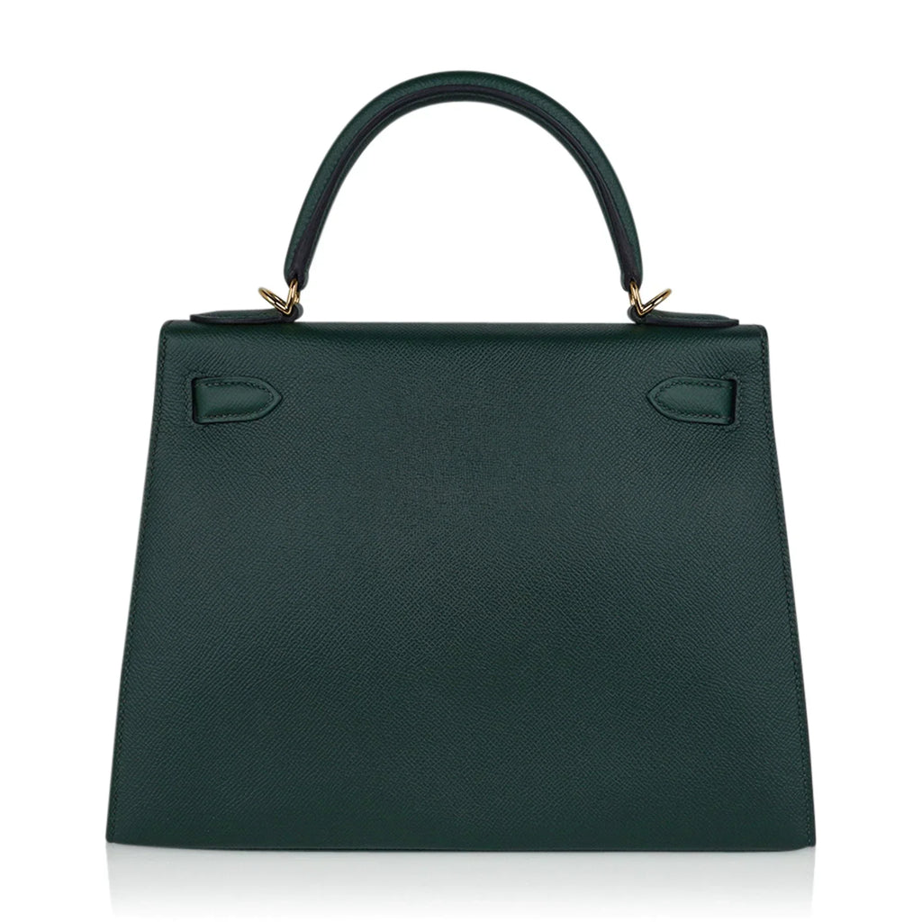Kelly Sellier 28 Bag Vert Anglais Epsom Leather with Gold Hardware