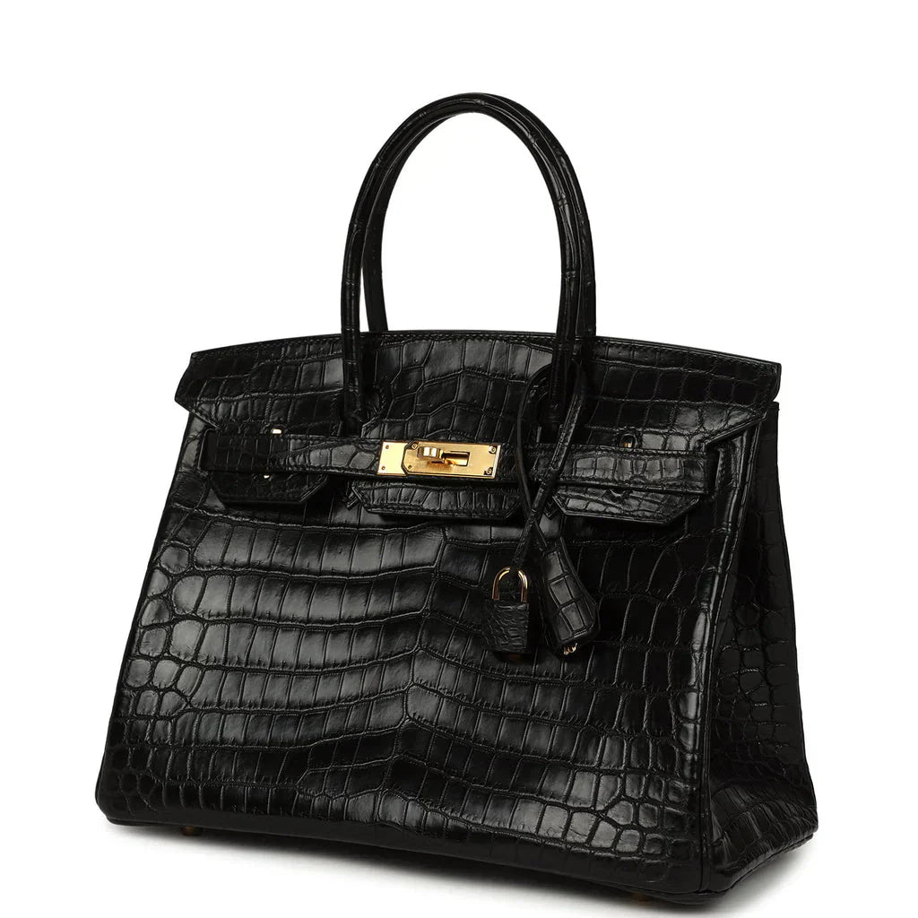 Birkin Black Matte Niloticus Crocodile Gold Hardware