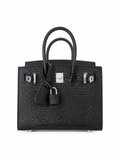 Mini Birkin 20cm Outer Stitching Tote Bag in Black Lizard Pattern