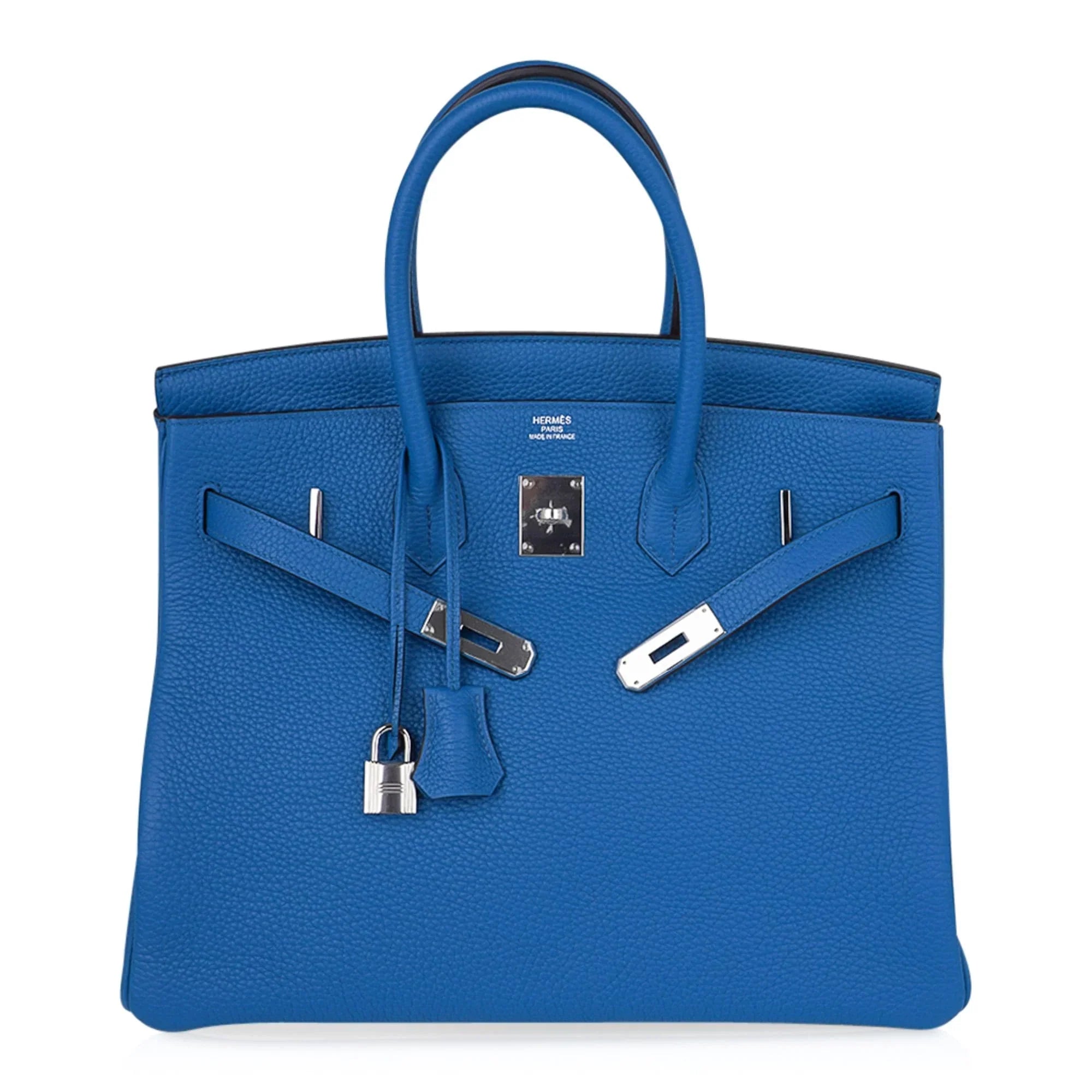 Birkin 35 Bag Rich Blue Izmir Clemence Palladium