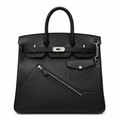Birkin 40 Rock Sellier in Noir Swift Leather (Palladium Hardware)