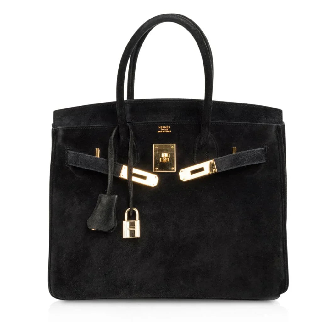 Birkin 30 Bag Doblis (Suede) Black Gold Hardware