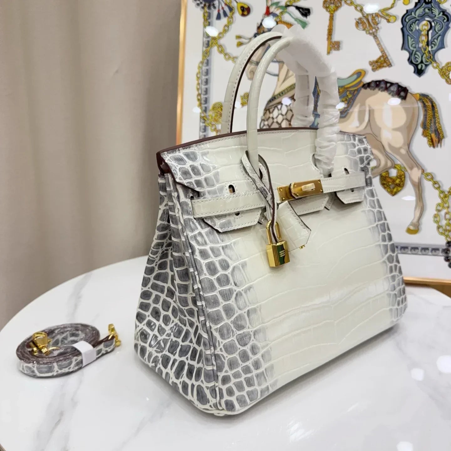 Birkin Bag Crocodile-Grain Cowhide Leather Gold Hardware