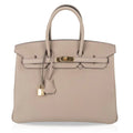 HSS Tri-Color Birkin 35 Gris Tourterelle Blue Paon & Purple Stitching Special Order Bag