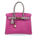 Special Order HSS Birkin 30 Bag Rose Pourpre & Gris Asphalte Togo Leather with Gold Hardware