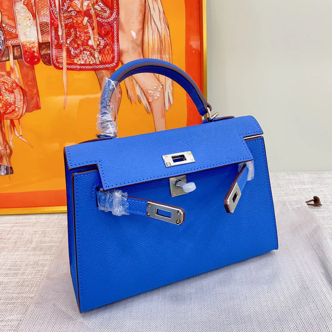 Kelly 2nd-Generation Epsom Blue Royal Palladium Hardware